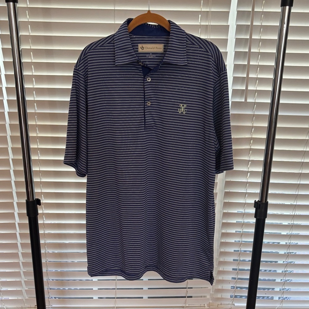 Donald Ross Men's Blue Striped Polo Shirt